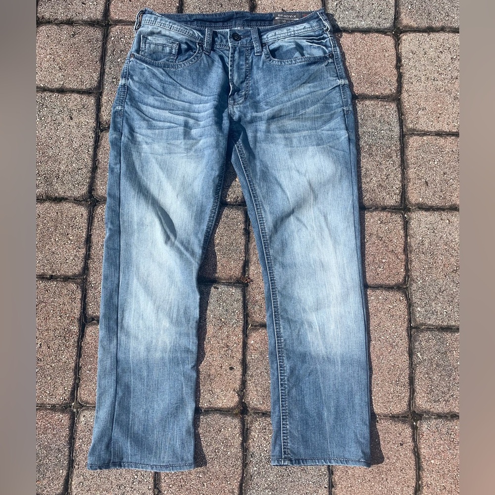 Y2K Streetwear Buckle Buffalo by David Britton Brady-X Straight Leg Jeans